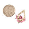 Faceted Round Natural Ruby & Glass Seed Beaded Pendants PALLOY-MZ01097-02-2