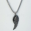 3Pcs Fashionable Retro Titanium Steel Punk Hollow Feather Wing Pendants for Men OZ1327-1-1