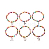 6Pcs 6 Style Synthetic Turquoise(Dyed) & Acrylic Beaded Stretch Bracelets Set BJEW-JB08627-1