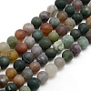 Frosted Natural Indian Agate Round Bead Strands G-M063-4mm-01-1