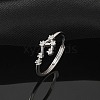 Constellations Rhodium Plated 925 Sterling Silver Micro Pave Clear Cubic Zirconia Adjustable Rings for Women RJEW-P130-01P-J-1