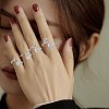 Anti-Tarnish Rhodium Plated 925 Sterling Silver Initial Letter Open Cuff Ring JR852L-7