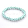 Faceted Opaque Solid Color Crystal Glass Rondelle Beads Stretch Bracelets BJEW-F072-M-2