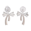 Bowknot Brass Micro Pave Clear Cubic Zirconia Stud Earrings for Women EJEW-P288-06P-2