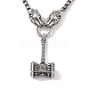 304 Stainless Steel Tiger Head King Box Chain Viking Mjolnir Thor Hammer Pendant Necklaces for Men NJEW-K378-04AS-1