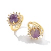 Sunflower Natural Amethyst Finger Rings RJEW-B113-03G-08-4