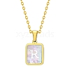 Shell Rectangle Pendant Initial Necklaces PW-WGEBFCF-18-1