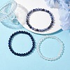 3Pcs 3 Style Natural Mixed Stone Round Beaded Stretch Bracelets BJEW-JB10178-03-2