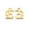 Golden Plated Alloy Letter Pendants PALLOY-P097-01-E-1