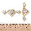 Rack Plating Brass Cubic Zirconia Triple Heart Connector Charm KK-C084-05G-03-3