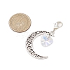 Alloy Moon & Glass Pendant Decorations HJEW-JM02689-01-3