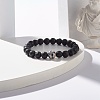 Natural Lava Rock & Tibetan DZi Mala Bead Bracelet BJEW-JB07468-02-2