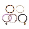 5Pcs Halloween Handmade Polymer Clay & Acrylic Beaded Stretch Bracelets Kit BJEW-TA00480-4