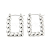 Non-Tarnish Rectangle Bubble 304 Stainless Steel Hoop Earrings for Women EJEW-C067-09P-1