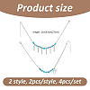 4Pcs 2 Styles Heart Wing Zinc Alloy Charm with Synthetic Turquoise Beads Boot Strap Chains BJEW-FH00002-2