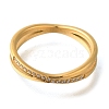 Ion Plating(IP) 304 Stainless Steel Micro Pave Clear Cubic Zirconia Finger Rings RJEW-B066-08G-2