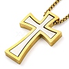 304 Stainless Steel Cross Pendant Necklaces NJEW-S007-20C-GP-2