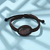 Adjustable Oval Natural Indian Agate Braided Bead Bracelets BJEW-H626-02-14-2