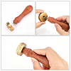 Olycraft 1Pc Pear Wood Handle with 1pc Brass Stamp Head DIY-OC0012-40D-3