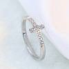 Cross Stainless Steel Micro Pave Clear Cubic Zirconia Finger Rings for Women FS-WG88B59-03-1
