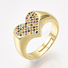 Adjustable Brass Micro Pave Cubic Zirconia Finger Rings RJEW-S044-018-1