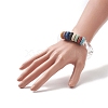 Natural Lava Rock Flat Round & Acrylic Beaded Stretch Bracelet for Women BJEW-JB09253-3