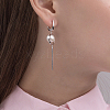 Rhodium Plated 925 Sterling Silver Geometric Dangle Hoop Earring NJ2624-3