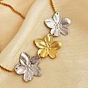 304 Stainless Steel Triple Flowers Pendant Box Chain Necklaces NJEW-K389-03GP-1