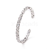 Cubic Zirconia Heart & Rectangle Open Cuff Bangle BJEW-F445-02P-02-2