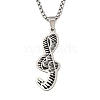 201 Stainless Steel Enamel Musical Note Pendant Box Chain Necklaces NJEW-M076-01P-01-1