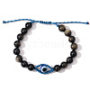 Natural Golden Sheen Obsidian Evil Eye Braided Beaded Bracelets PW-WGB8668-02-1