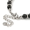 304 Stainless Steel & Glass Round Beaded Bracelets for Women BJEW-G717-11-4