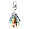 Chakra Natural Amethyst & Tiger Eye & Lapis Lazuli & Green Aventurine & Quartz Crystal & Carnelian & Synthetic Turquoise Pendant Decoration HJEW-TA00295-1