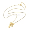 Brass & Plastic Pearl Letter Pendant Box Chain Necklaces for Women NJEW-U017-01G-06-3