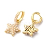 Plastic Pearl Beaded Star Dangle Hoop Earrings EJEW-Q024-09G-2