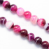 Round Natural Striped Agate/Banded Agate Stone Beads Strands G-S118-8mm-02-1