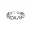 Non-Tarnish 304 Stainless Steel Word Love Open Cuff Ring for Women RJEW-S405-262P-2