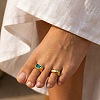 2Pcs 2 Styles Alloy Rectangle Rhinestone Cuff Toe Ring Sets for Women WG1E17C-01-2