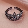 Crown Skull Zinc Alloy Open Cuff Rings for Women PW-WGB7021-01-3