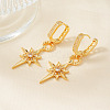 Elegant Octagonal Star Brass Clear Cubic Zirconia Hoop Earrings GJ0701-2