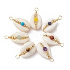 7Pcs Natural Cowrie Shell Copper Wire Wrapped Pendants PALLOY-JF02278-1