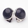 Synthetic Blue Goldstone Brass Clip-on Earrings EJEW-A051-B001-1