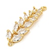 Rack Plating Brass Pave Clear Cubic Zirconia Leaf Links Connector Charms KK-P277-49G-2