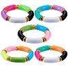 Candy Color Chunky Curved Tube Acrylic Beads Stretch Bracelets Set for Women BJEW-SW00015-1