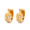 304 Stainless Steel with Cubic Zirconia Polishing effect Hoop Earrings EJEW-M001-26G-B-2