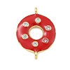 Rack Plating Brass Clear Cubic Zirconia Donut Connector Charms KK-A234-030G-01-2