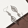 304 Stainless Steel Leaf Dangle Earrings Hand Polished EJEW-Z129-13P-3
