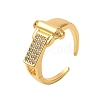 Brass Micro Pave Cubic Zirconia Cuff Rings for Women RJEW-G325-09G-1