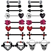 9 Styles Gothic 316L Surgical Stainless Steel Emamel Nipple Nail Rings Set WG213D8-10-2