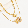Fashionable Stainless Steel Crystal Rhinestone Double Layer Necklaces HL5532-1